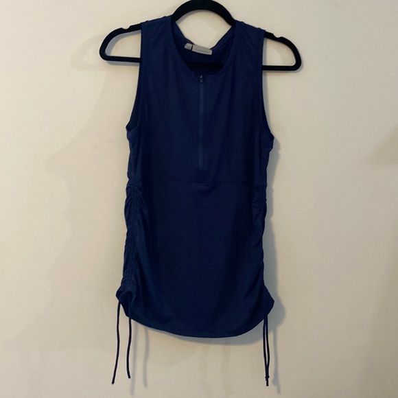 Athleta Tops - 2/$15 Athleta, Navy Sleeveless Running Top, Size M, Tie at side & Front zipper
